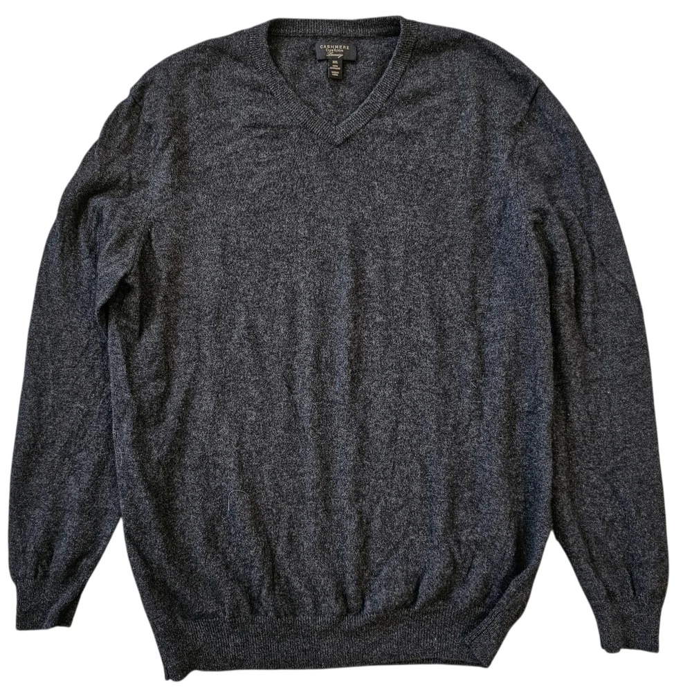 Men's Club Room Cashmere Charcoal V-Neck  Sweater